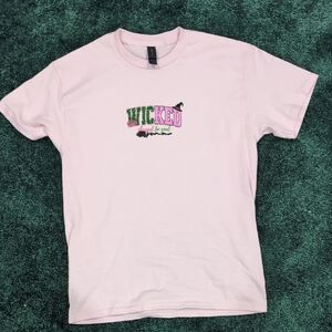 Custom Made Embroidered Pink Wicked Graphic T-Shirt